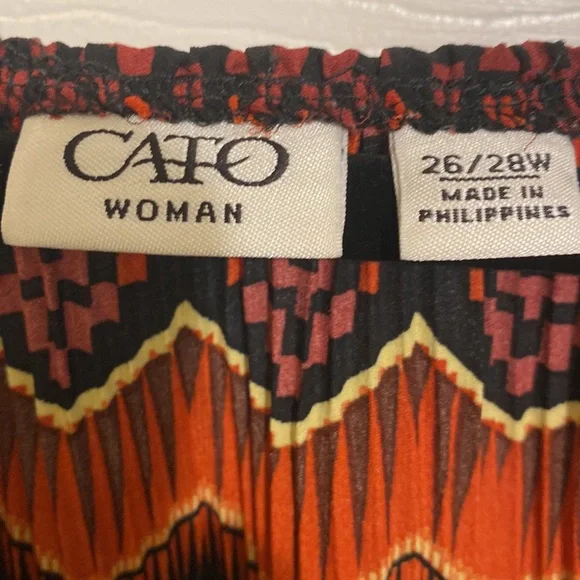 Cato Women's Pullover Plunge Crew Neck Pleated Top Geometric Tunic Size 26/28 - Picture 5 of 12